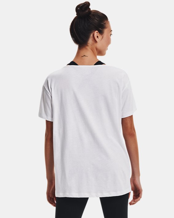 Women's UA Oversized Wordmark Graphic T-Shirt, White, pdpMainDesktop image number 1